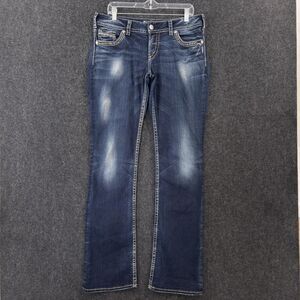 Silver Jeans Co Suki 17" Jeans Women's 31x35 Blue Mid Rise Bootcut Stretch Denim